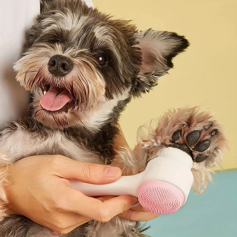1 Stück – Silikon Pfotenreiniger & Massagebürste – Doppelseitig für Hunde